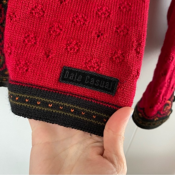 Dale of Norway Nordic Knit Pure Virgin Wool Cardigan Sweater Red Designs Casual - Picture 7 of 14
